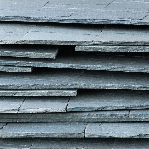 Stack of premium Blue Bangor slate ready for installation
